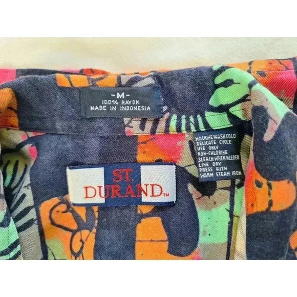 Vintage ST DURAND‎ 70s Rayon Hawaiian Camp Shirt Size Medium - Picture 5 of 5